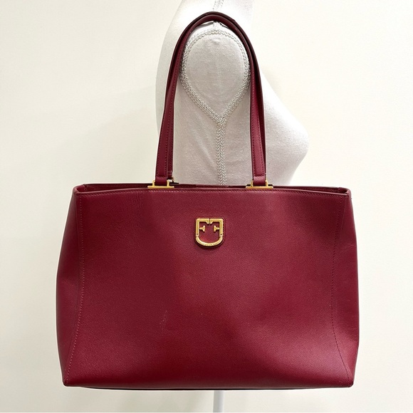 Furla Belvedere Leather Tote Shoulder Bag Red Structured Leather $378 - Picture 10 of 16